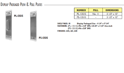 1-DISPLAY PACKAGED PUSH & PULL PLATES